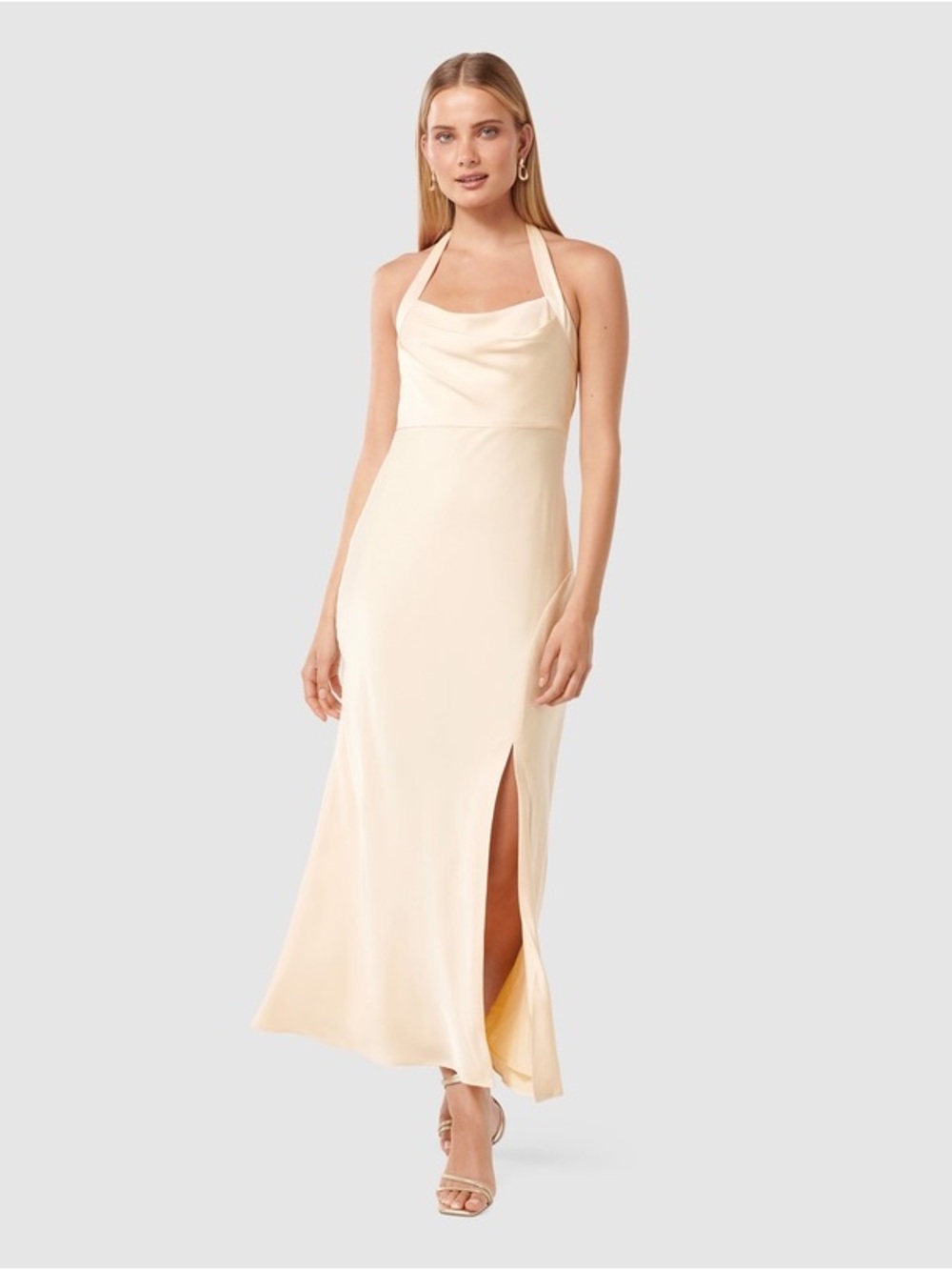 EverNew- Alice Halter Satin Maxi Dress (NWT)
